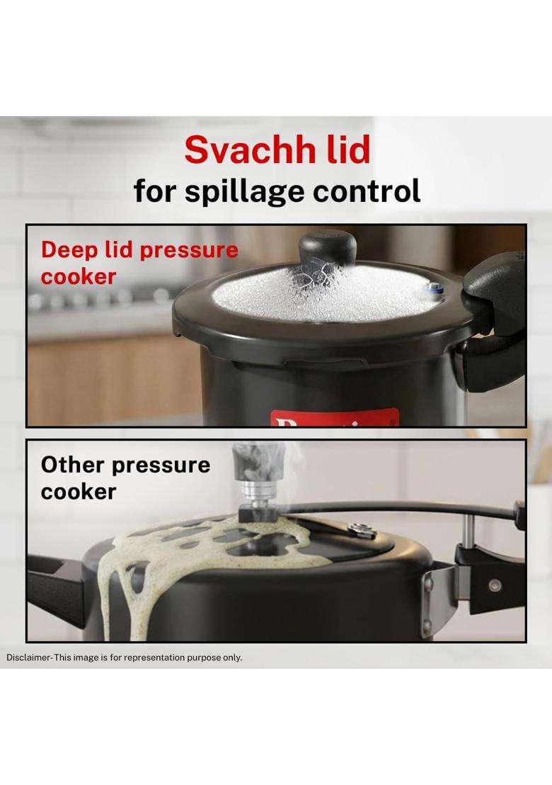 Prestige Hard Anodised Svachh Outerlid Pressure Cooker | 3 L | 3.2 Qt | Induction Compatible - Indya