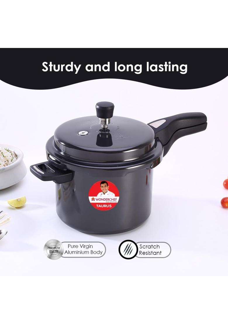 Wonderchef Taurus Hard Anodized Outer Lid Pressure Cooker | 5 L | 5.3 Qt | Induction Compatible - Indya