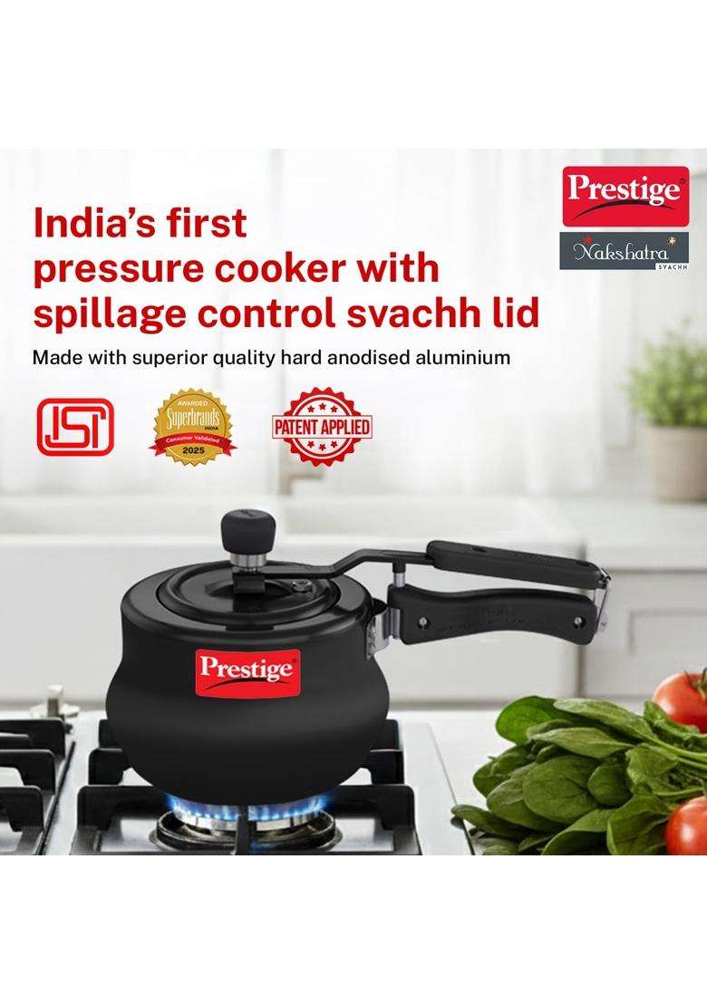 Prestige Svachh Induction Base Inner Lid Hard Anodised Handi Cooking Pot | 2 L | 2.1 Qt - Indya
