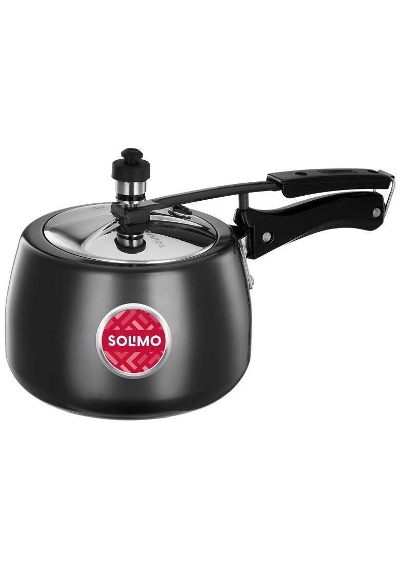 Solimo Amazon Brand Solimo Hard Anodised Pressure Cooker with Stainless Steel Lid | 3 L | 3.2 Qt | Induction Compatible - Indya