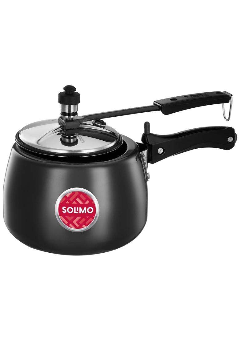 Solimo Amazon Brand Solimo Hard Anodised Pressure Cooker with Stainless Steel Lid | 3 L | 3.2 Qt | Induction Compatible - Indya