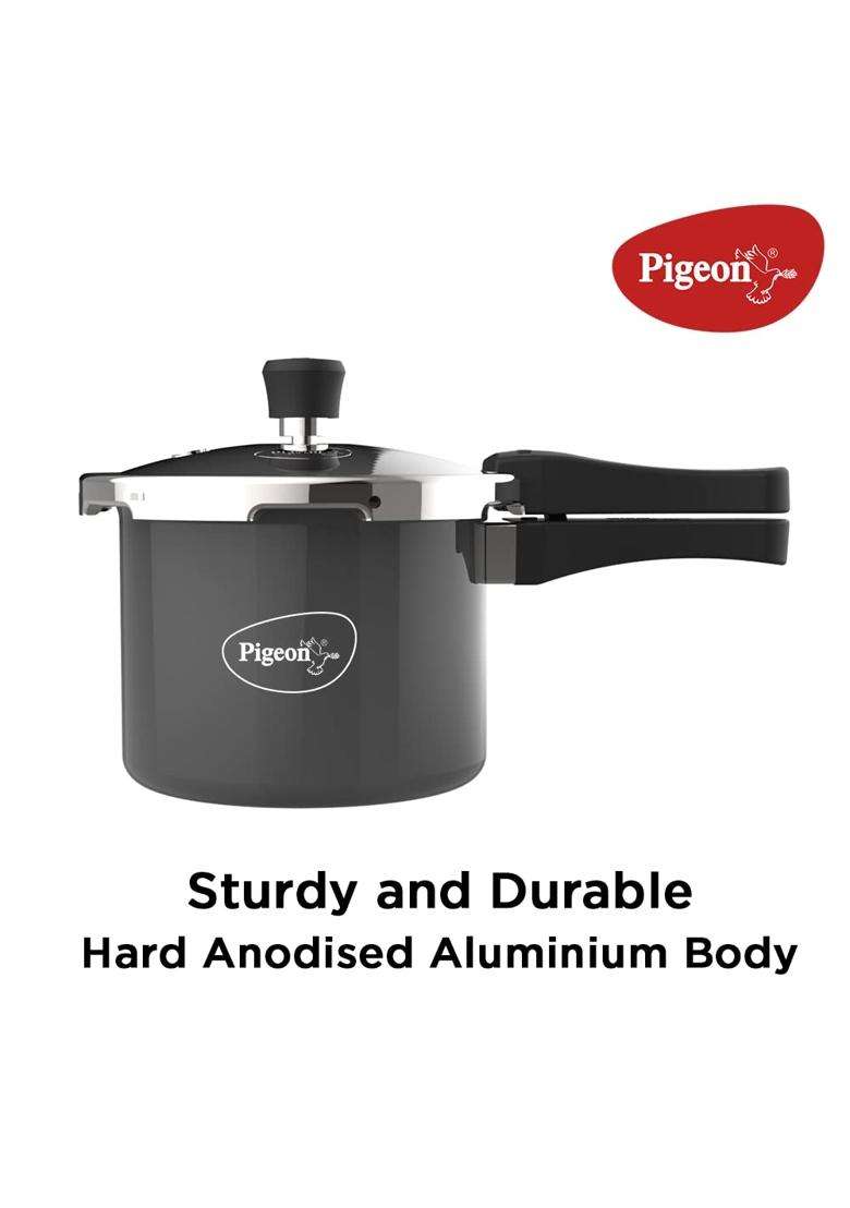 Pigeon Hard Anodised Pressure Cooker Outer Lid with Induction Base and Plastic Mini | 3 L | 3.2 Qt - Indya