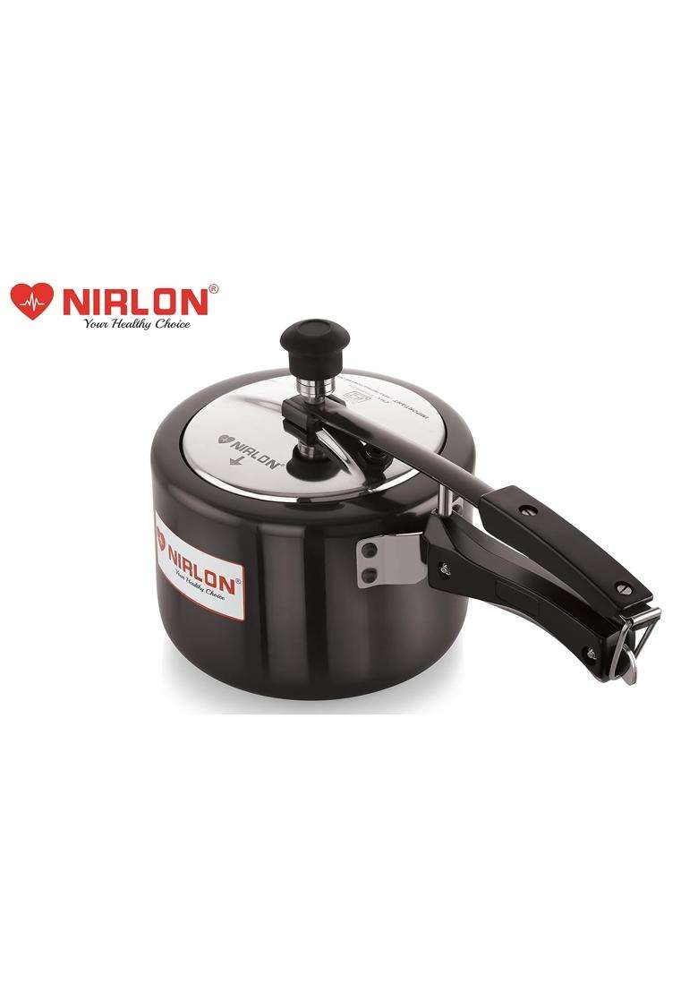 NIRLON Induction and Gas Compatible Hard Anodised Inner Lid Aluminium Pressure Cooker | 3 L | 3.2 Qt - Indya