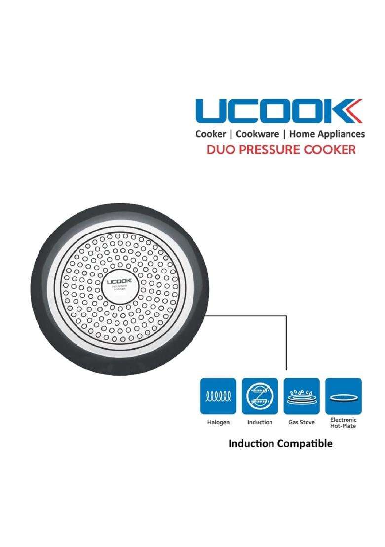 UCOOK By United Ekta Engg. Royale Duo Hard Anodised Aluminium Inner Lid Induction | 4 L | 4.2 Qt - Indya