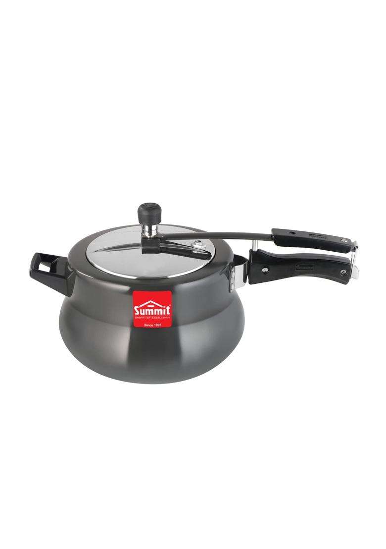 SUMMIT Inner Lid Handi Cooking Pot Induction Base Hard Anodised Pressure Cooker | 5.5 L | 5.8 Qt - Indya