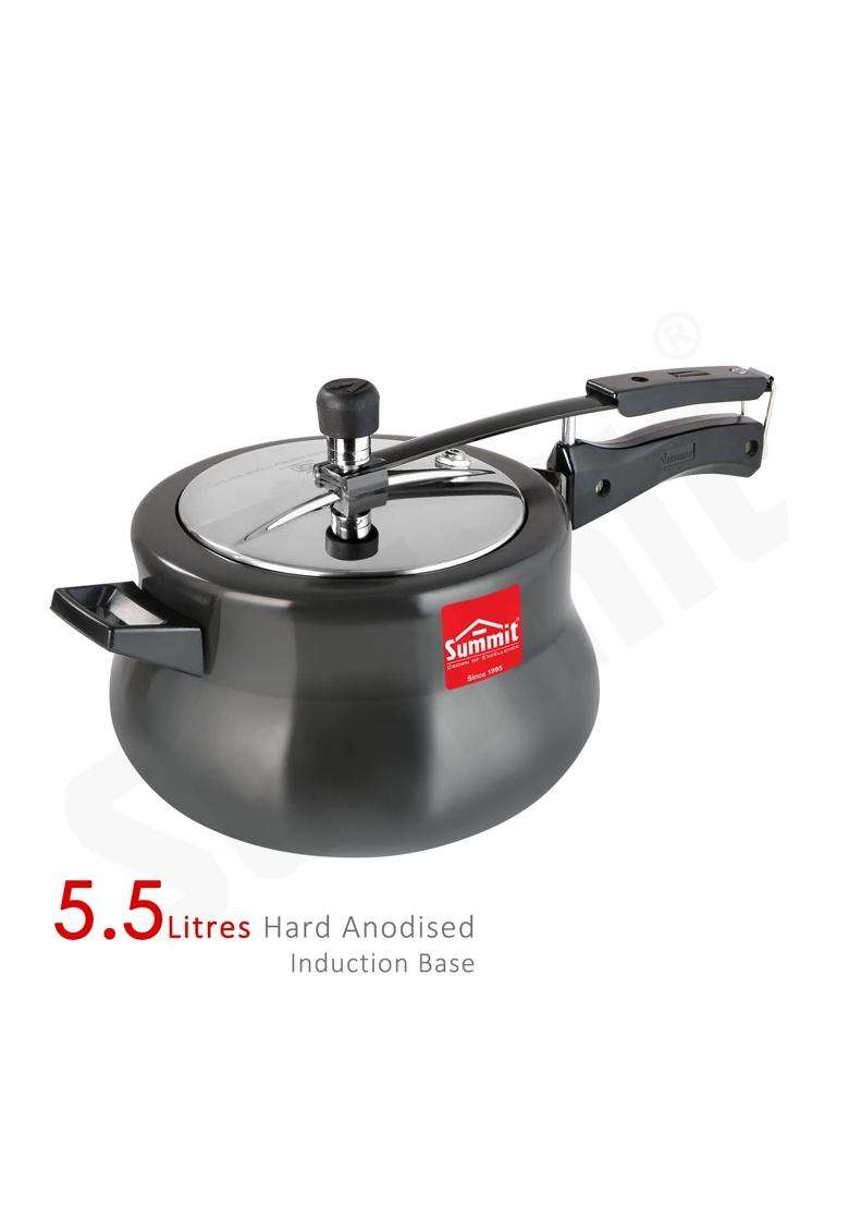 SUMMIT Inner Lid Handi Cooking Pot Induction Base Hard Anodised Pressure Cooker | 5.5 L | 5.8 Qt - Indya