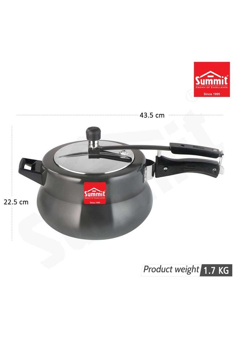 SUMMIT Inner Lid Handi Cooking Pot Induction Base Hard Anodised Pressure Cooker | 5.5 L | 5.8 Qt - Indya