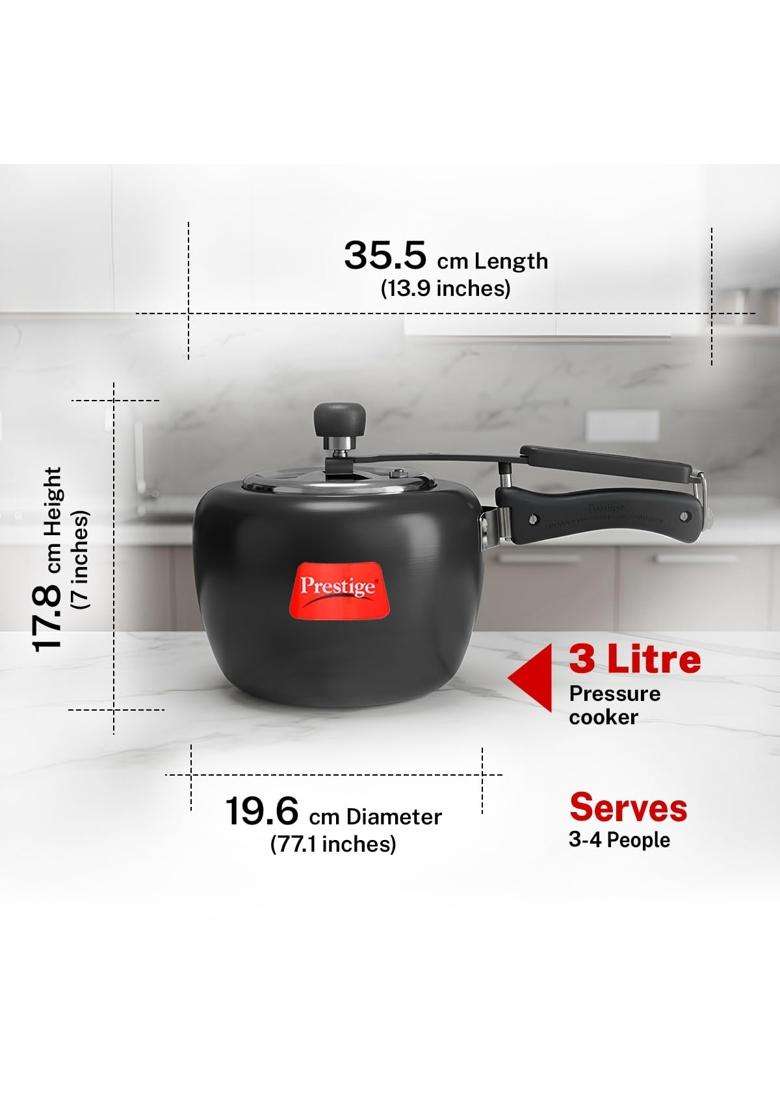Prestige Hard Anodised Apple Duo Plus Svachh Pressure Cooker | 3 L | 3.2 Qt | Induction Compatible - Indya