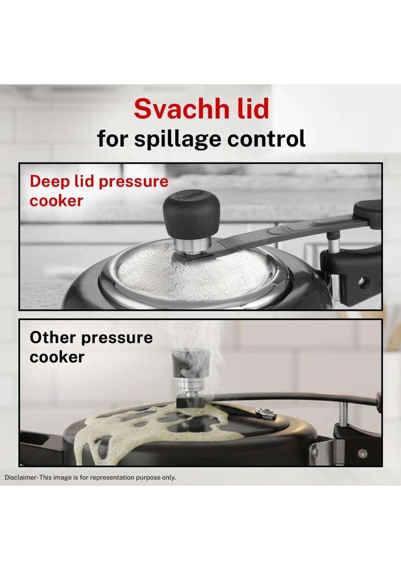 Prestige Hard Anodised Apple Duo Plus Svachh Pressure Cooker | 3 L | 3.2 Qt | Induction Compatible - Indya