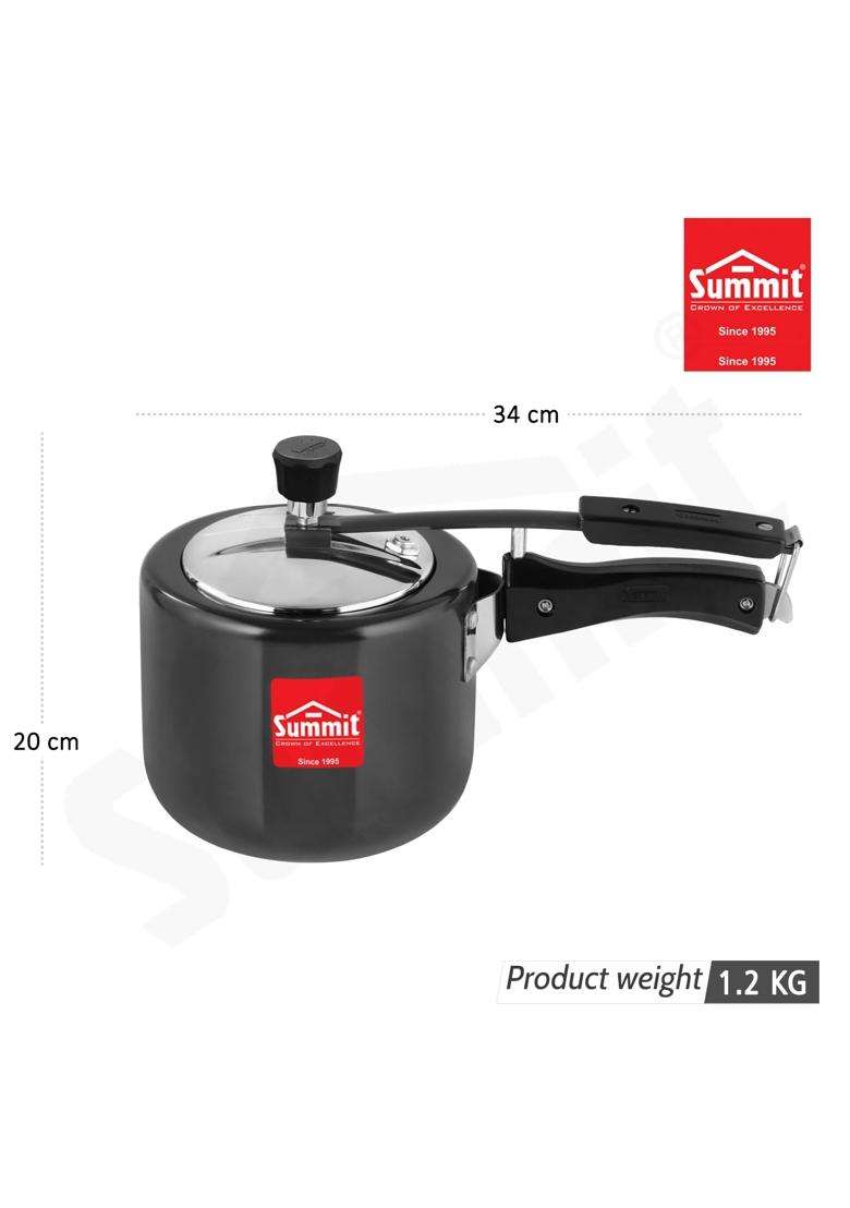 SUMMIT Inner Lid Plain Induction Base Hard Anodised Pressure Cooker | 3 L | 3.2 Qt - Indya