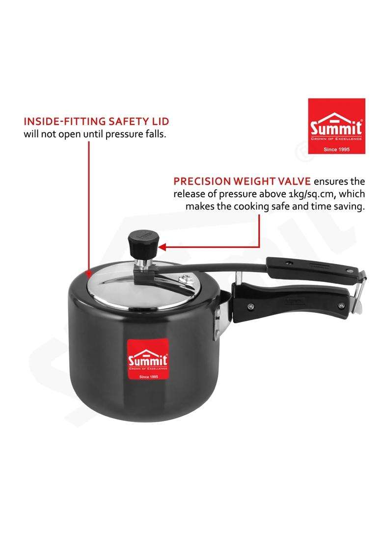 SUMMIT Inner Lid Plain Induction Base Hard Anodised Pressure Cooker | 3 L | 3.2 Qt - Indya
