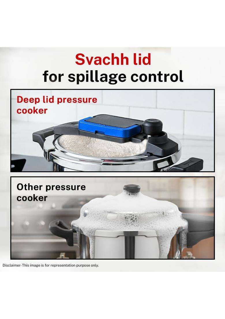 Prestige Svachh Flip-on Hard Anodised Pressure Cooker with Glass Lid | 3 L | 3.2 Qt | Induction Compatible - Indya