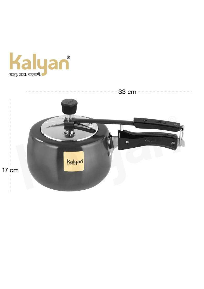KALYAN Innerlid Belly Induction Base Gold Series Hard Anodised Pressure Cooker | 2 L | 2.1 Qt - Indya