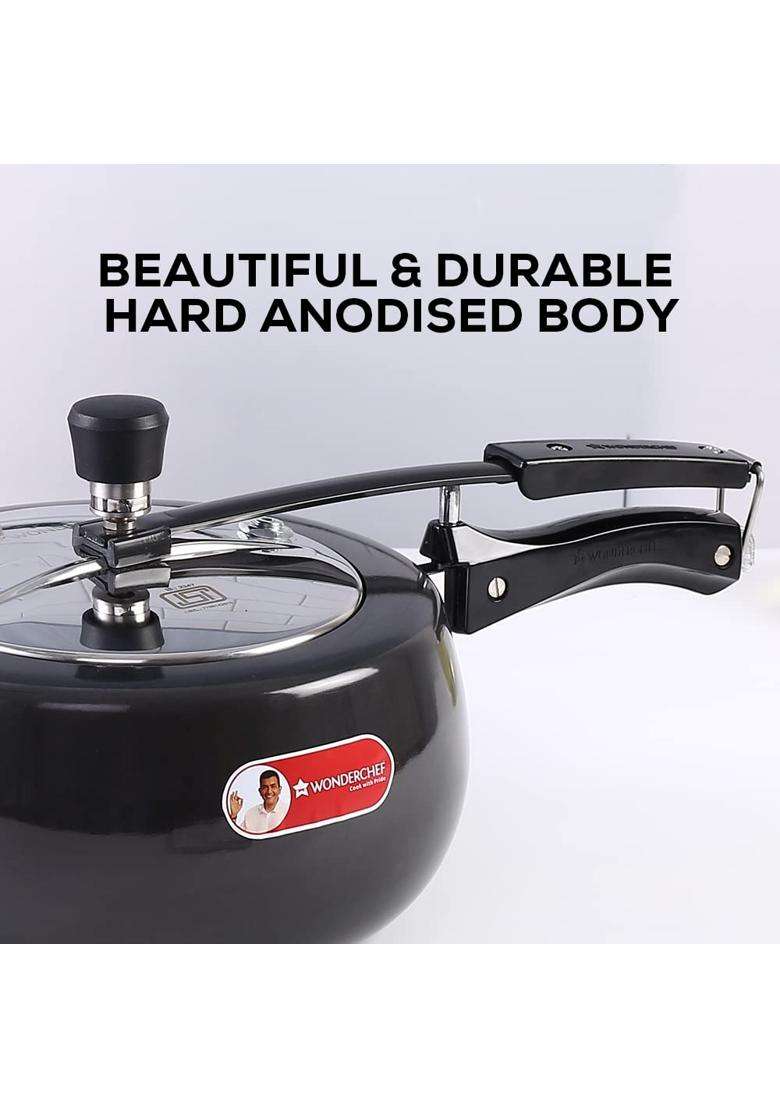 Wonderchef Taurus Hard Anodized Inner Lid Pressure Cooker | 5 L | 5.3 Qt | Induction Compatible - Indya