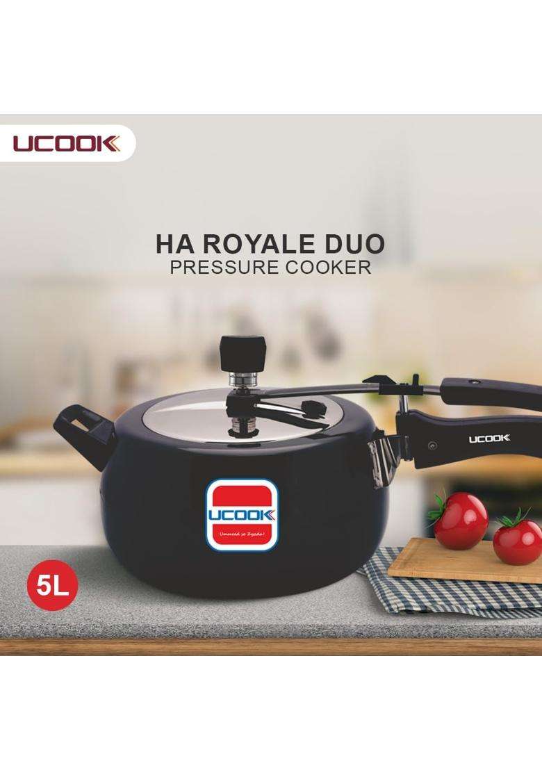 UCOOK By United Ekta Group Royale Duo Hard Anodised Aluminium Inner Lid Induction | 5 L | 5.3 Qt - Indya