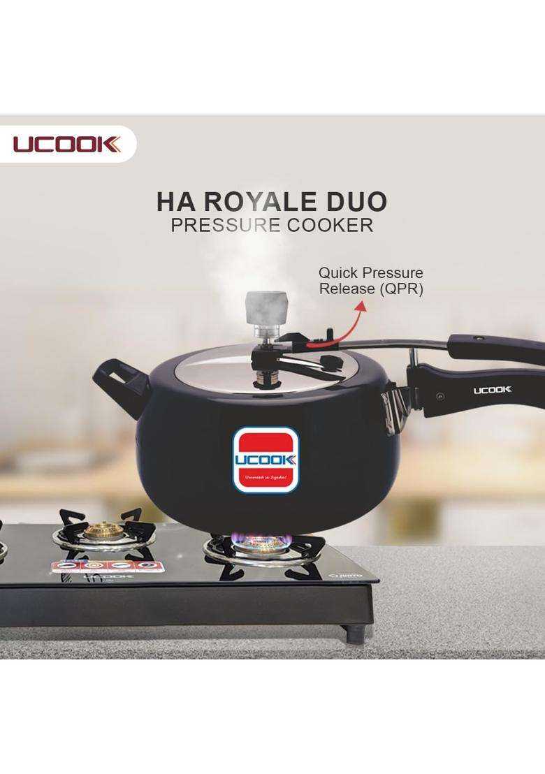 UCOOK By United Ekta Group Royale Duo Hard Anodised Aluminium Inner Lid Induction | 5 L | 5.3 Qt - Indya