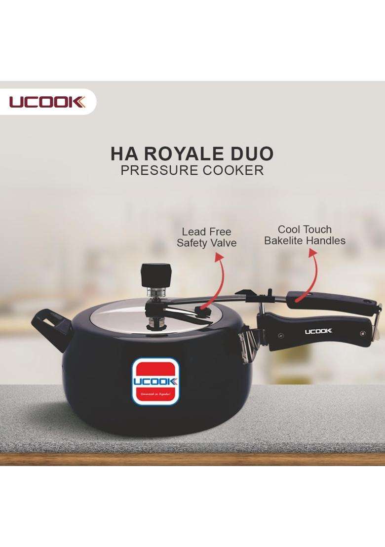 UCOOK By United Ekta Group Royale Duo Hard Anodised Aluminium Inner Lid Induction | 5 L | 5.3 Qt - Indya