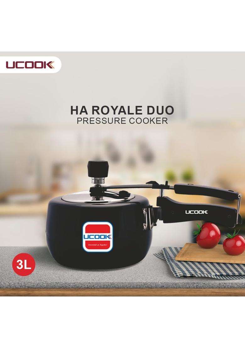 UCOOK By United Ekta Engg. Royale Duo Hard Anodised Aluminium Inner Lid Induction | 3 L | 3.2 Qt - Indya