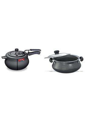 Prestige Svachh Nakshatra Plus Hard Aluminium Anodised Pressure Handi Cooking Pot | 5 L | 5.3 Qt | With Lid