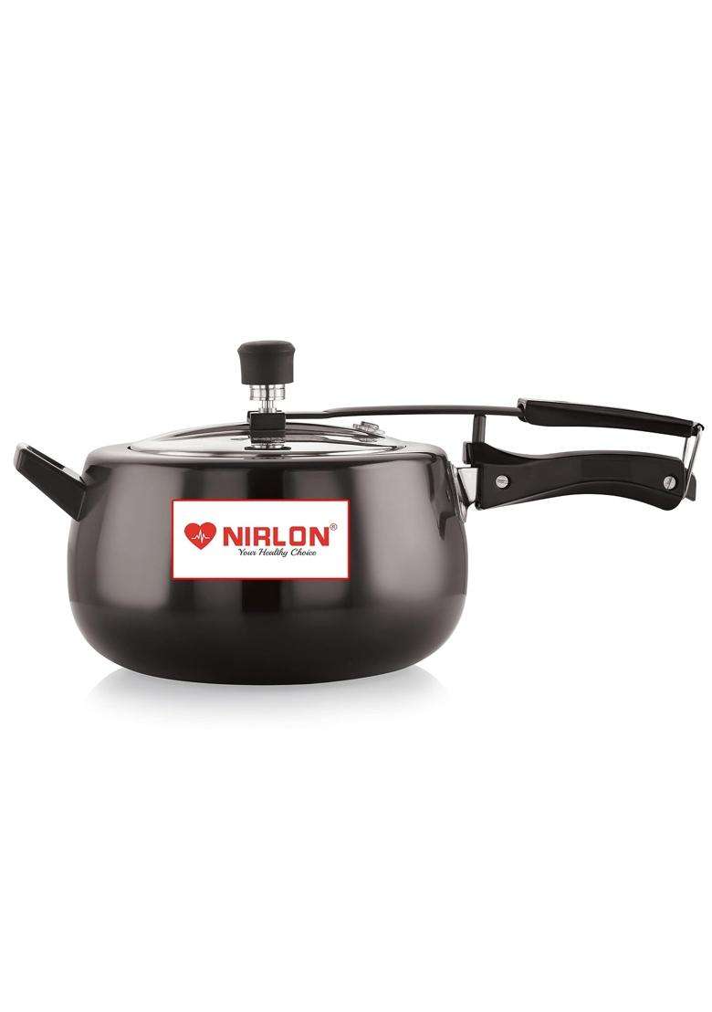NIRLON Induction Base Hard Anodised Inner Lid Aluminium Pressure Cooker | 5 L | 5.3 Qt - Indya