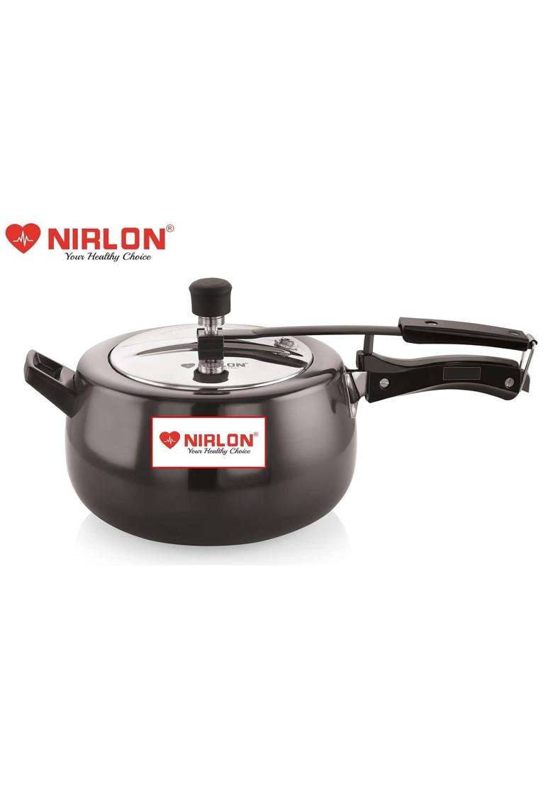 NIRLON Induction Base Hard Anodised Inner Lid Aluminium Pressure Cooker | 5 L | 5.3 Qt - Indya