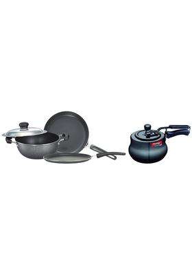 Prestige Nakshatra Plus Svachh Hard Anodised Spillage Control Handi Cooking Pot Inner Lid Pressure | 3 L | 3.2 Qt | Non-Stick