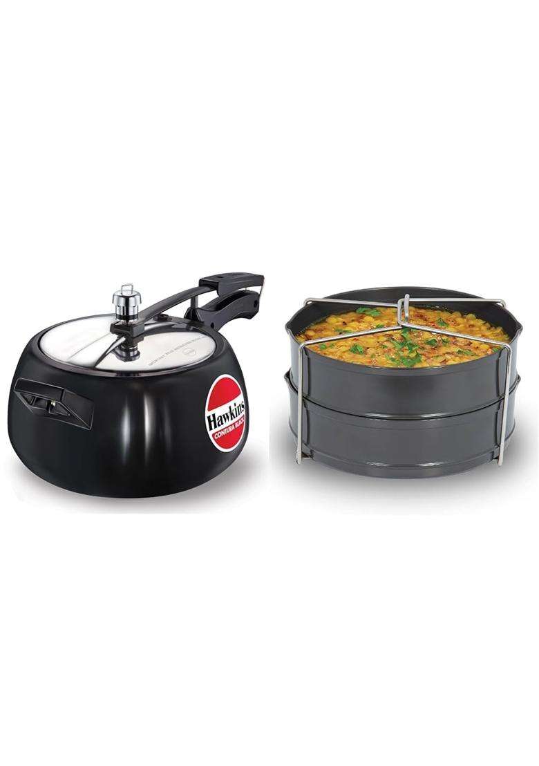 Hawkins Contura Black Pressure Cooker and Separator Set | 5 L | 5.3 Qt - Indya