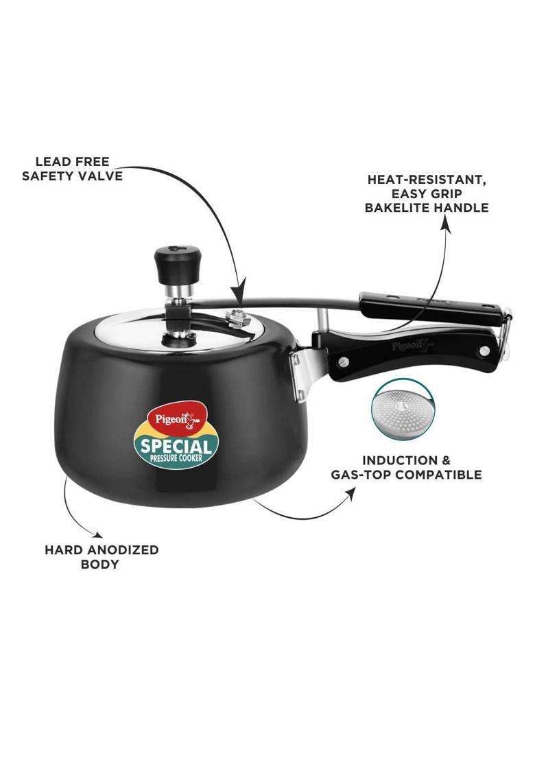 Pigeon By Stovekraft Hard Anodised Aluminium Inner Lid Cooker | 3 L | 3.2 Qt | Induction Compatible - Indya