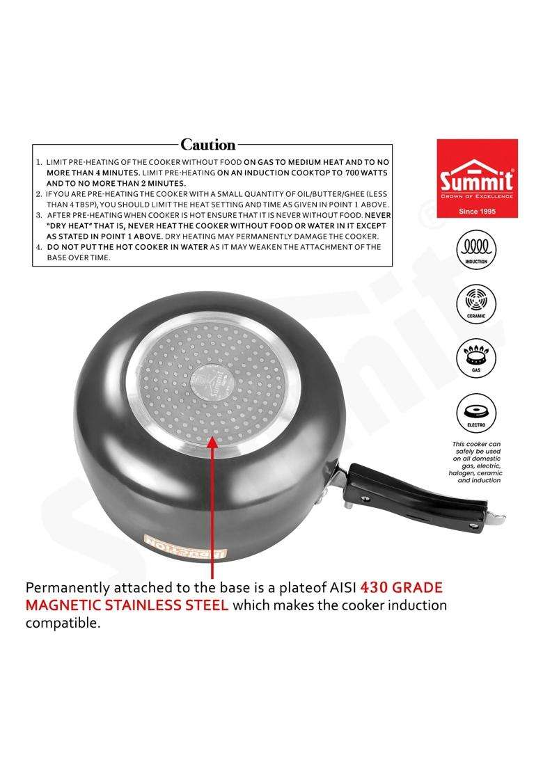 SUMMIT Innerlid Contura Induction Base Hard Anodised Pressure Cooker | 2 L | 2.1 Qt - Indya