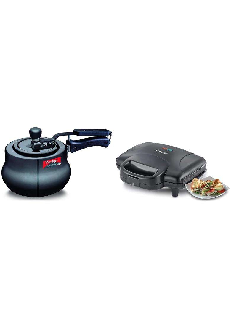 Prestige Nakshatra Plus Svachh Hard Anodised Spillage Control Handi Cooking Pot Pressure Cooker | 3 L | 3.2 Qt - Indya
