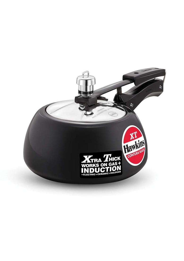 Hawkins Contura Black Xt Induction Compatible Hard Anodised Inner Lid Pressure Cooker | 2 L | 2.1 Qt - Indya