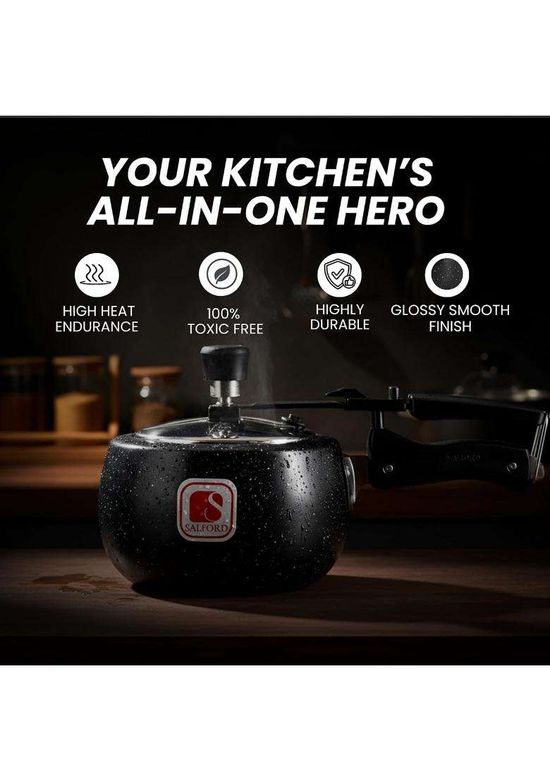 SALFORD Ceramic Pressure Cooker | 3 L | 3.2 Qt | Induction Compatible | Non-Toxic - Indya