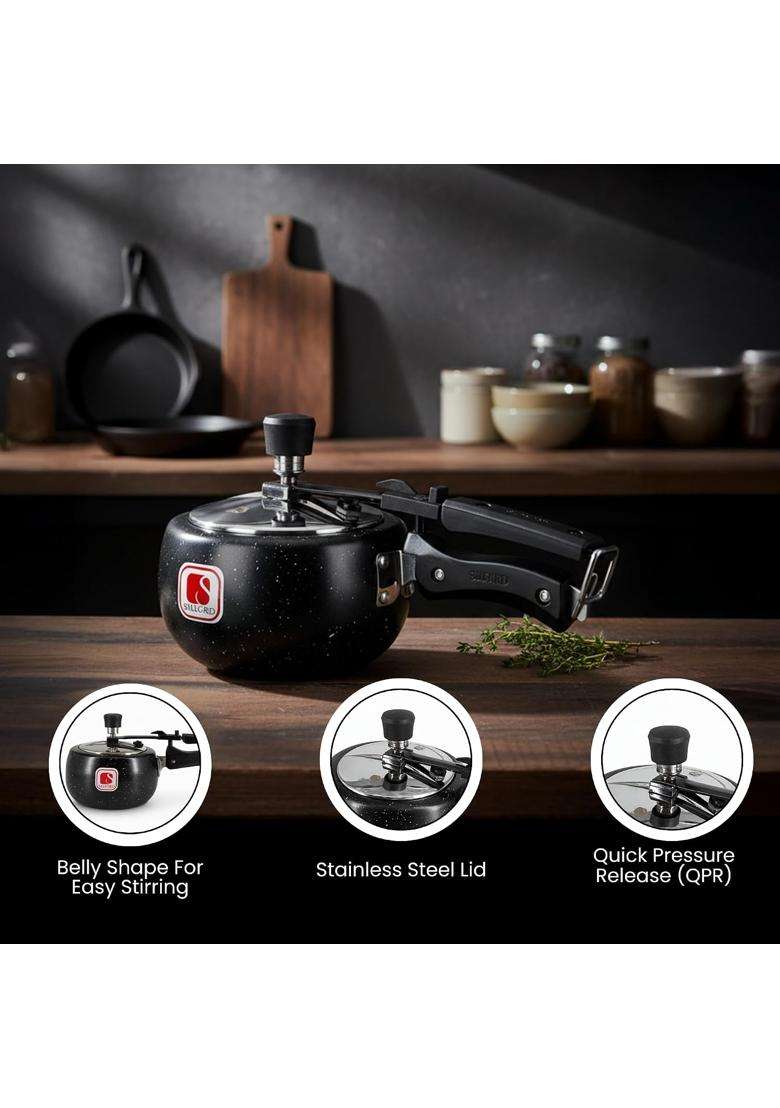 SALFORD Ceramic Pressure Cooker | 3 L | 3.2 Qt | Induction Compatible | Non-Toxic - Indya