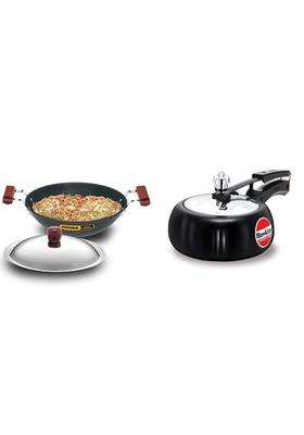 Hawkins - L26 Futura Hard Anodized Flat Bottom Deep-Fry Pan with Steel Lid | 3.75 L | 4 Qt | 30 cm | 11.8 Inch