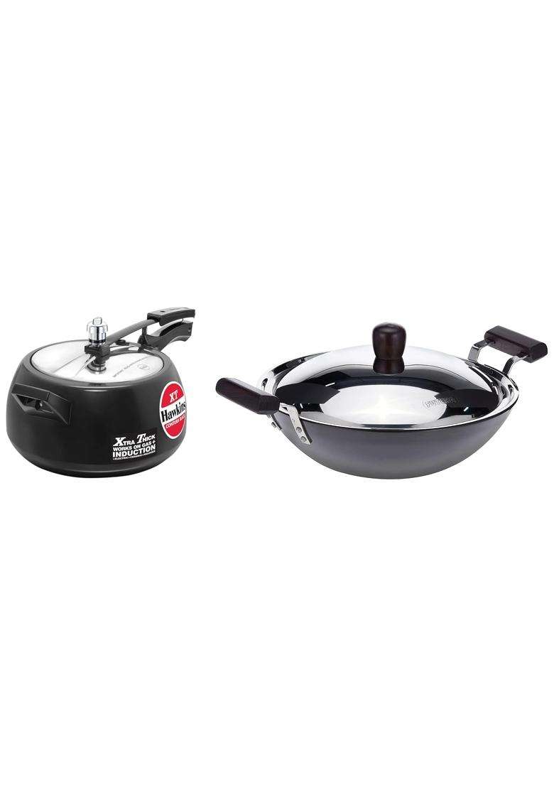 Hawkins Contura Black Xt Induction Compatible Aluminium Inner Lid Pressure Cooker | 5 L | 5.3 Qt | 30 cm | 11.8 Inch - Indya