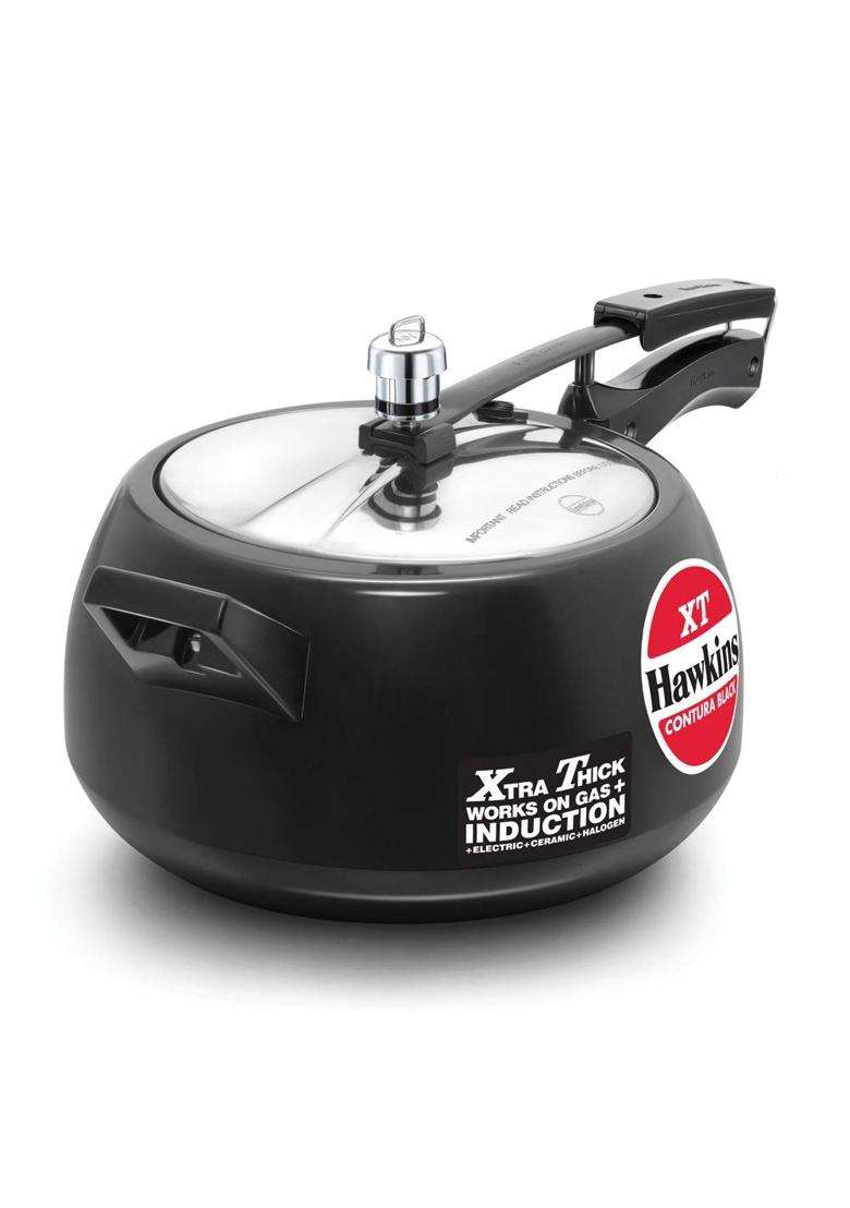 Hawkins Contura Black Xt Induction Compatible Aluminium Inner Lid Pressure Cooker | 5 L | 5.3 Qt | 30 cm | 11.8 Inch - Indya