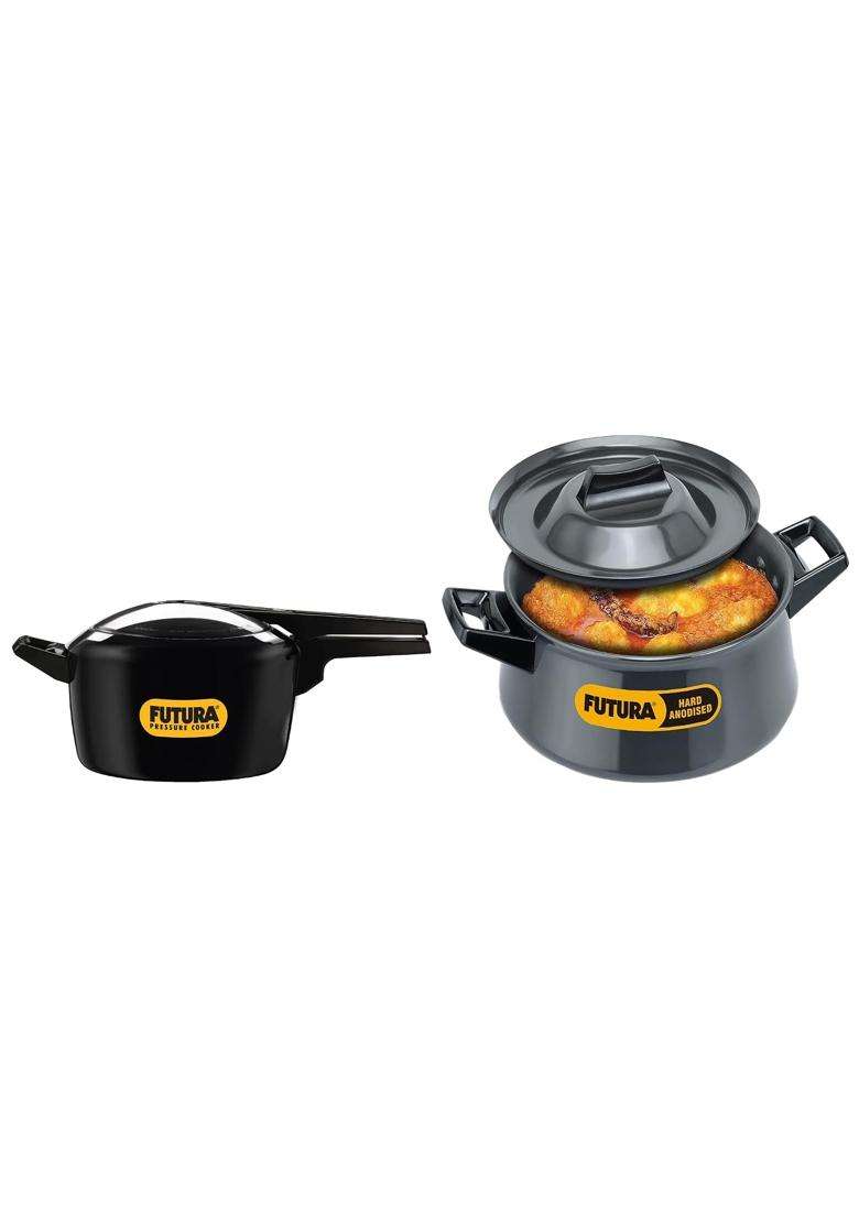 Hawkins Futura Hard Anodised Alumnium Inner Lid Pressure Cooker | 5 L | 5.3 Qt | 21 cm | 8.3 Inch - Indya
