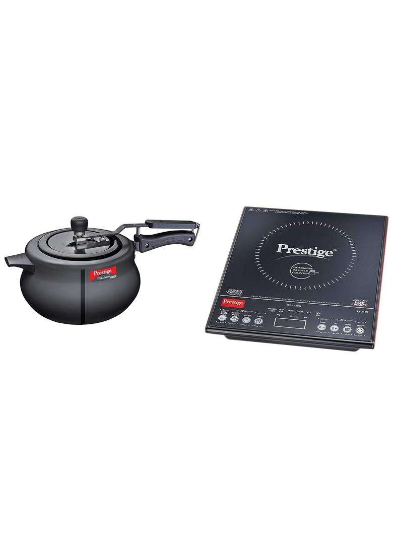 Prestige Svachh Nakshatra Plus Hard Anodised Pressure Handi Cooking Pot and PIC 3.1 V3 2000-Watt | 5 L | 5.3 Qt | Induction Compatible - Indya