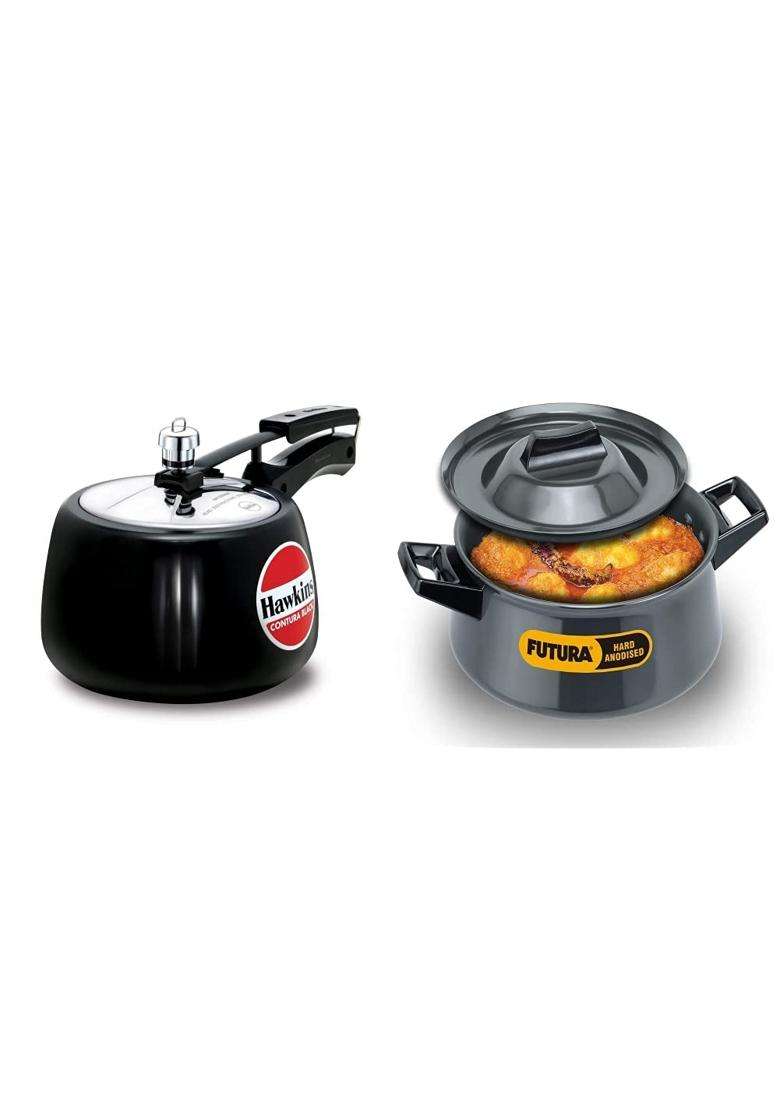 Hawkins Contura Hard Anodised Aluminium Pressure Cooker | 3 L | 3.2 Qt - Indya