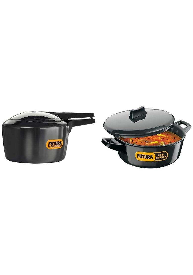 Hawkins Futura Hard Anodised Pressure Cooker | 3 L | 3.2 Qt | Induction Compatible - Indya
