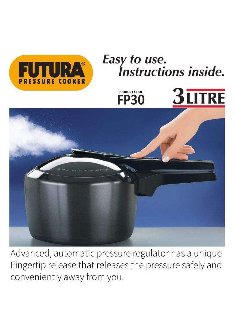 Hawkins Futura Hard Anodised Pressure Cooker | 3 L | 3.2 Qt | Induction Compatible - Indya