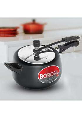 Borosil Pronto Hard Anodized Pressure Cooker with Stainless Steel Lid | 5 L | 5.3 Qt | Induction Compatible | Dishwasher Safe