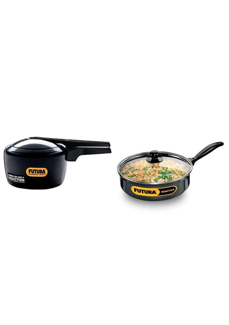 Hawkins Futura Hard Anodised Induction Compatible Pressure Cooker | 3 L | 3.2 Qt | Non-Stick | With Lid - Indya
