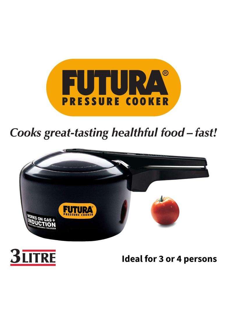 Hawkins Futura Hard Anodised Induction Compatible Pressure Cooker | 3 L | 3.2 Qt | Non-Stick | With Lid - Indya