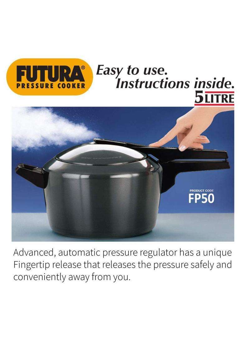 Hawkins Futura Hard Anodised Alumnium Inner Lid Pressure Cooker | 5 L | 5.3 Qt | Non-Stick - Indya