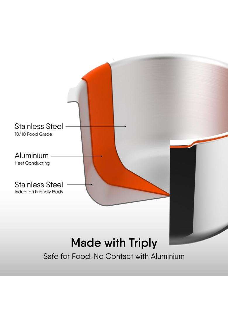stahl Xpress Triply Pressure Cooker Baby | 1 L | 1.1 Qt | Induction Compatible - Indya