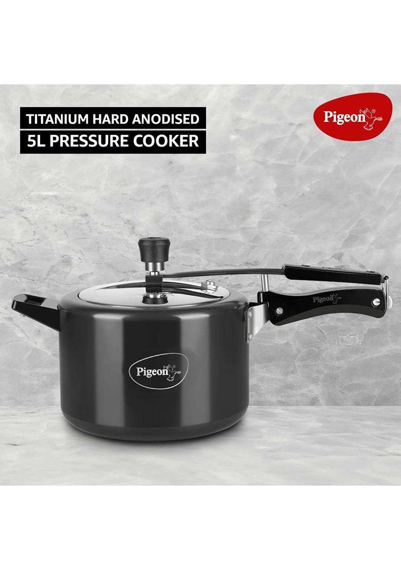 Pigeon By Stovekraft Titanium Induction Base Inner Lid Hard Anodised Aluminium | 5 L | 5.3 Qt - Indya