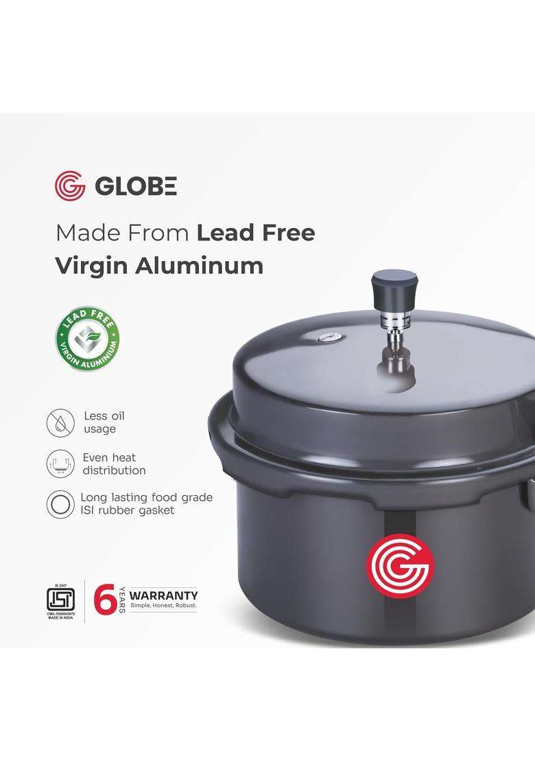 GLOBE Eagle Hard Anodised Outer Lid Induction Base Pressure Cooker | 3 L | 3.2 Qt - Indya