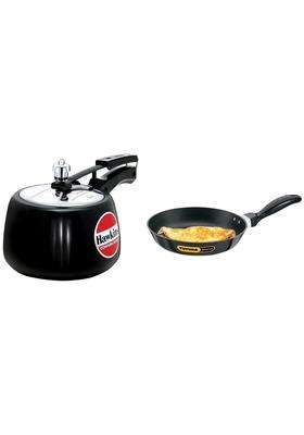 Hawkins Stainless Steel Contura Black Pressure Cooker | 3 L | 3.2 Qt | 22 cm | 8.7 Inch | Non-Stick