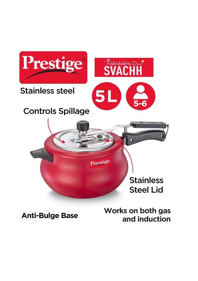Prestige Svachh | 5 L | 5.3 Qt | 22.5 cm | 8.9 Inch | Induction Compatible - Indya